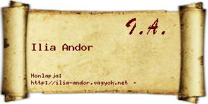 Ilia Andor névjegykártya